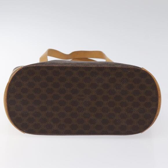 CELINE Macadam Canvas Tote Bag Pvc Leather Brown Gold - Picture 9 of 12